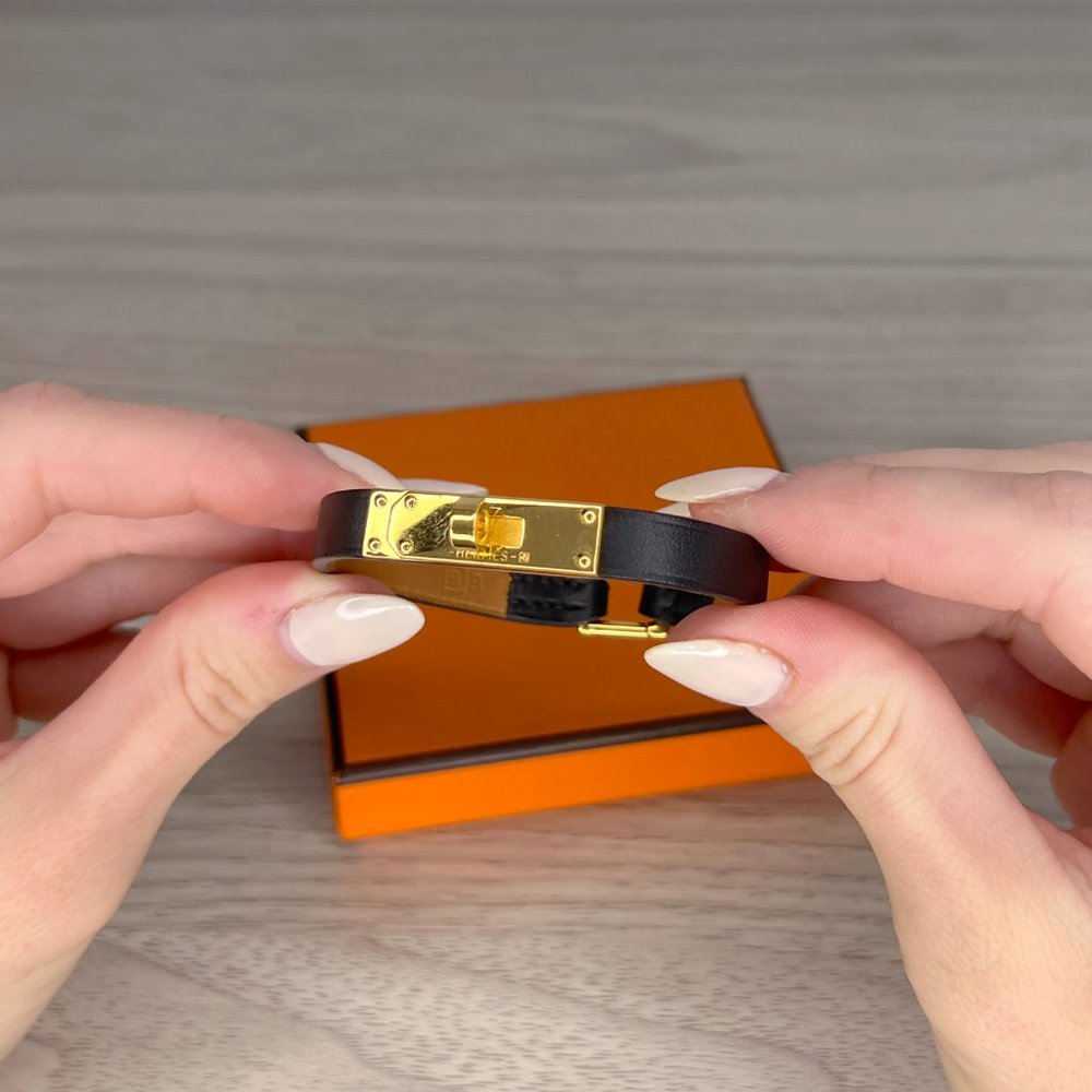 Authentic Hermès Mini Kelly Bracelet - black and gold plated hardware